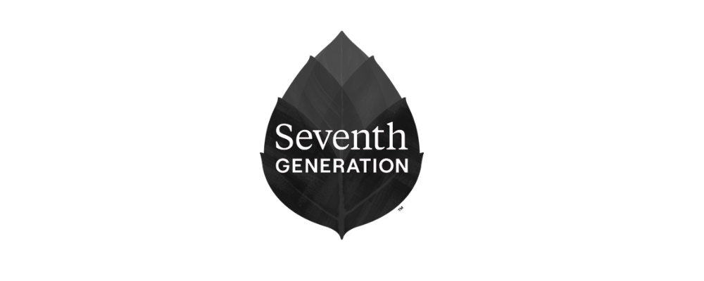 Seventh Generation logo. Leaf design with text Seventh Generation in white. Sustainable products for a healthy home.