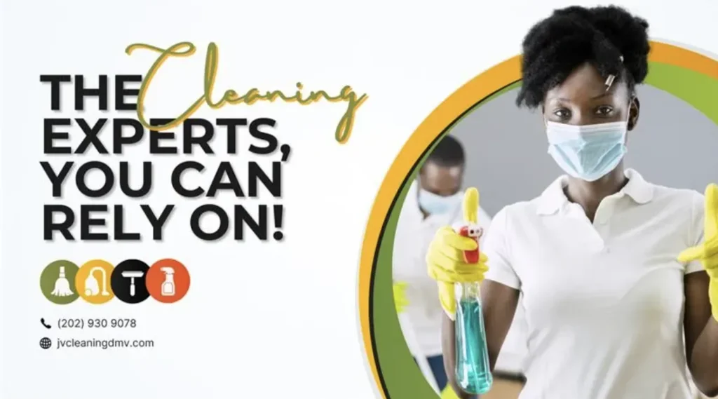 Professional cleaning service experts with masks and gloves. Reliable house cleaning in Washington DC for a spotless home or office.