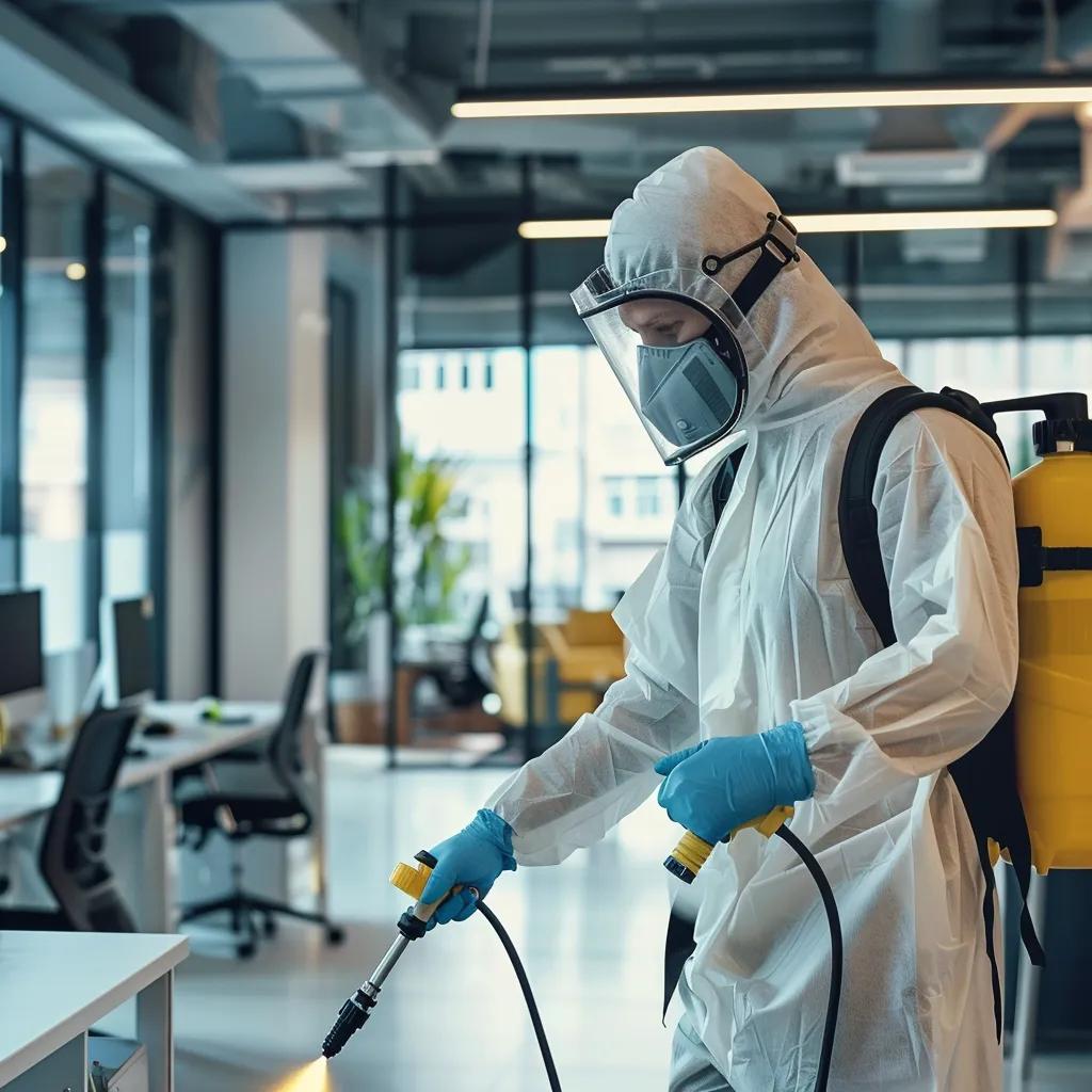 Sanitized office environment showcasing advanced cleaning protocols for health and safety